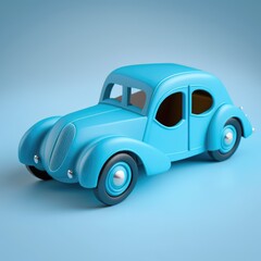 Close up of blue car toy on blue background, created using generative ai technology