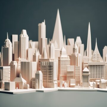 Origami cityscape on dark background, created using generative ai technology