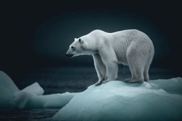 Obraz na płótnie Canvas Polarbear standing on iceberg at sea created using generative ai technology