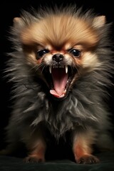 Obraz premium Close up of two angry dogs on blurred background created using generative ai technology