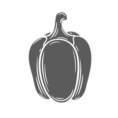 Bell pepper glyph icon vector illustration. Stamp of single whole vegetable, side view of sweet paprika with stem, one organic bell pepper to eat and cook healthy food, raw harvest of farm garden