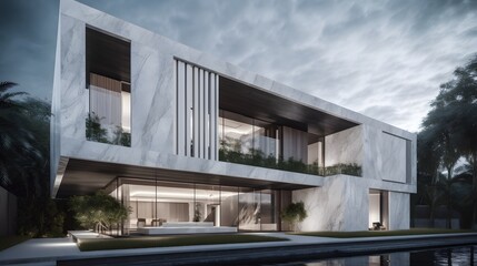 The Futuristic Marvel of Linear Squared Marble House