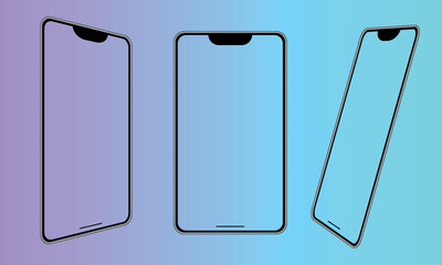 Mobile phone vector frame. Smartphone template. Phone mockup in perspective on a white background.