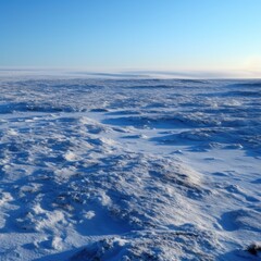 Naklejka na ściany i meble Frozen arctic tundra landscape with snow and sun, created using generative ai technology