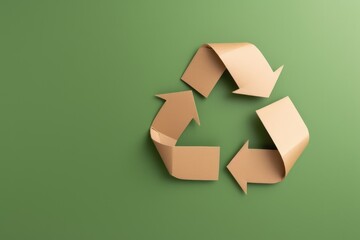 Paper arrows recycling sign on green background, created using generative ai technology