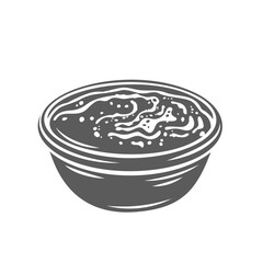 Sutlac, Turkish dessert glyph icon vector illustration. Stamp of bowl with sweet rice and milk pudding baked in oven with cinnamon and sugar, vanilla and raisins, Sutlac breakfast food of Turkey