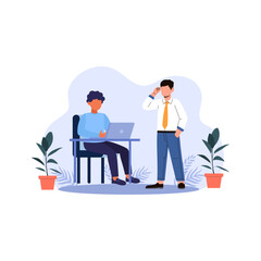 illustration mistake from employee and boss is telling to that employee vector illustration art