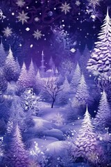 Obraz premium Purple christmas tree and baubles on purple background, created using generative ai technology