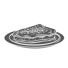 Kunefe, Turkish dessert glyph icon vector illustration. Stamp of plate with kataifi cake cooking with syrup, cheese and cream, pistachio or walnut nuts, slice of Kunefe traditional sweet food
