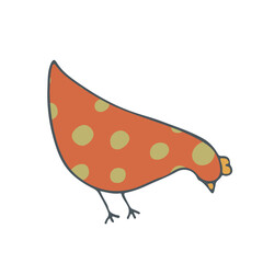 Cute hen isolated on white background. Bird pattern. graphic design element. Vector illustration