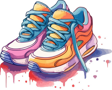 Splashing Colors, Hand Painted Sneaker Art with Watercolor Effect