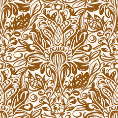 Monochrome  seamless pattern with arabesques  in a retro style.