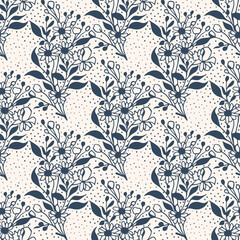 Monochrome  seamless pattern with flowers.