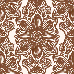Monochrome  seamless pattern with arabesques  in a retro style.