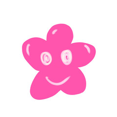 Flower cute and cartoon illustration.Cartoon nature painting element.
