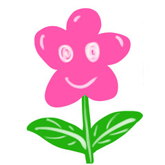 Flower cute and cartoon illustration.Cartoon nature painting element.