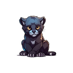 Enchanting Power: Cute Panther in 2D Illustration