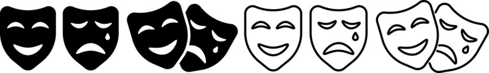 Masquerade vector icon. Masquerade icon on transparent background. Comic and tragic mask. PNG image