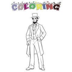 Coloring Book And Coloring Page For Kids And Education Old Style Man White Background Vector illustration Clipart Cartoon