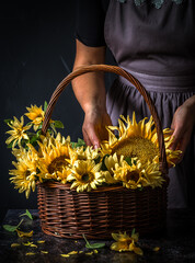 Bouquet of yellow sunflowers