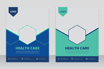 healthcare cover a4 template design and flat icons for a report and medical brochure design, flyer, leaflets decoration for printing and presentation vector. 