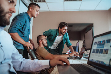 Programmers engrossed in deep collaboration, diligently working together to solve complex problems...