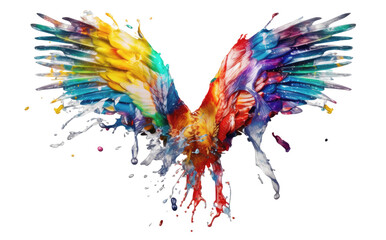 Obraz na płótnie Canvas wings splash of colorful paint isolated on transparent png background Generative ai