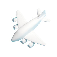 Cute Airplane 3d icon cartoon style on isolated transparent background png. Generative ai