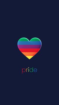 Pride Month, rainbow heart, loop animation, vertical video. 
