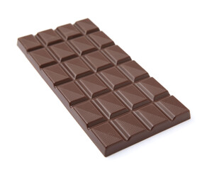 Delicious dark chocolate bar isolated on white