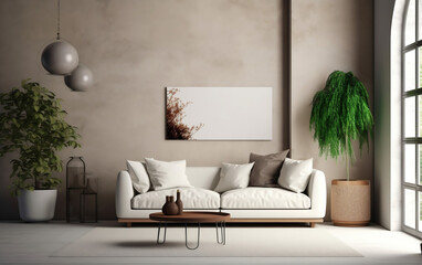 Modern living room interior with sofa modern home. generative ai
