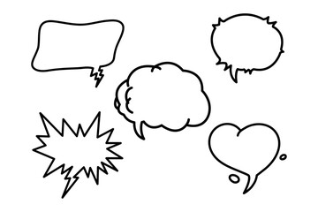 Set of conversation frames in line style. Speak. White background. isolated. Vector stock illustration. Comic bubble speak.