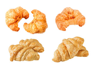 Croissant. Fresh croissants Isolated on PNGs transparent background. Collection of baked bread