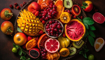 Healthy eating with a variety of fresh, organic fruit collection generated by AI