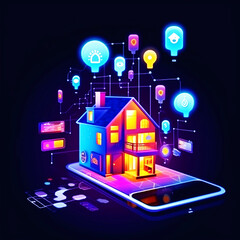 Smart Home Controlled by Smartphone, generative AI
