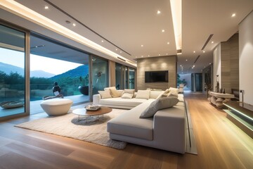 Luxurious Elegant Living Room Decor. Generative AI