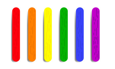 Rainbow color popsicle sticks.pride colors popsicle sticks with wooden texture