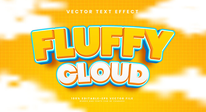 Fluffy Cloud Comic Style Effect. Editable Vector Text Effect With Orange Color.