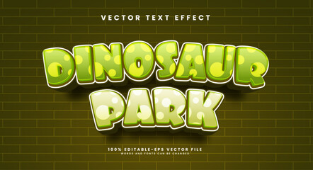 Cute dinosaur park editable text style effect, with comic style cartoon. © Niestart Creation