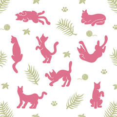 Vector cute cat handdraw silhouettes collections