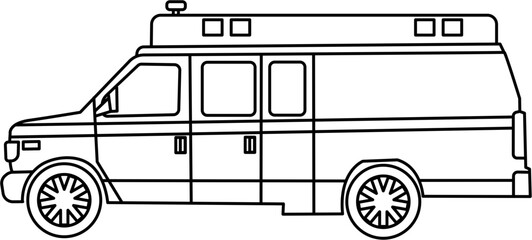 Hospital Ambulance Outline Illustration Vector