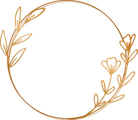 Luxury gold circle floral frame for wedding invitation, engagement invitation, greeting card, or logo
