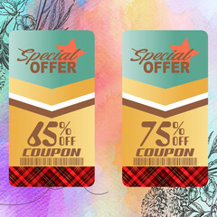 Vector special offer vertical template, coupon for sale and discounts, template for parties, cinema or theaters