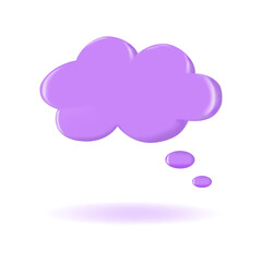 3D render violet retro speech bubble, talk cloud