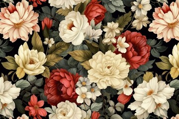 Floral watercolor vintage full background