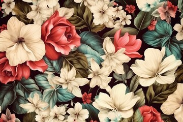 Floral watercolor vintage full background