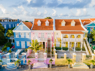 Willemstad Pietermaai Curacao, colorful buildings around Willemstad Punda and Otrobanda,...