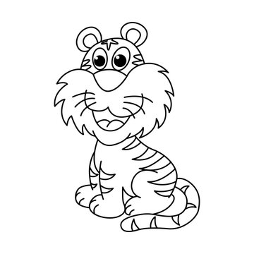 Funny cat cartoon characters vector illustration. For kids coloring book.