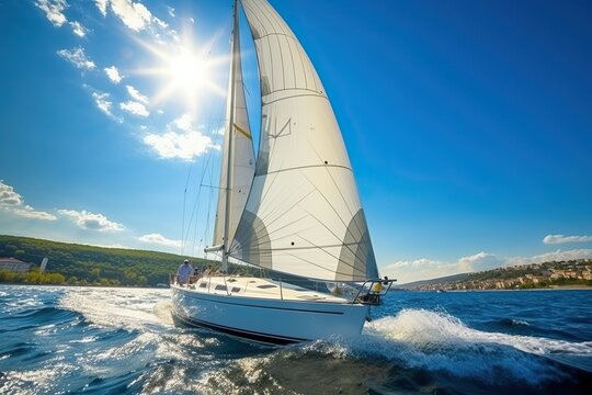 Sailing yacht race. Yachting regatta on ocean (Ai generated)