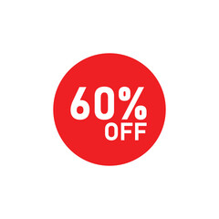 Discount offer price tag, 60% OFF Super Sale Banner.